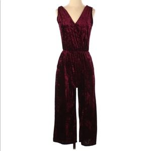 NWT Burgundy Velvet Jumpsuit Xhilaration